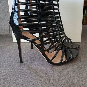 Gianvito Rossi Black Patent Strappy Heels